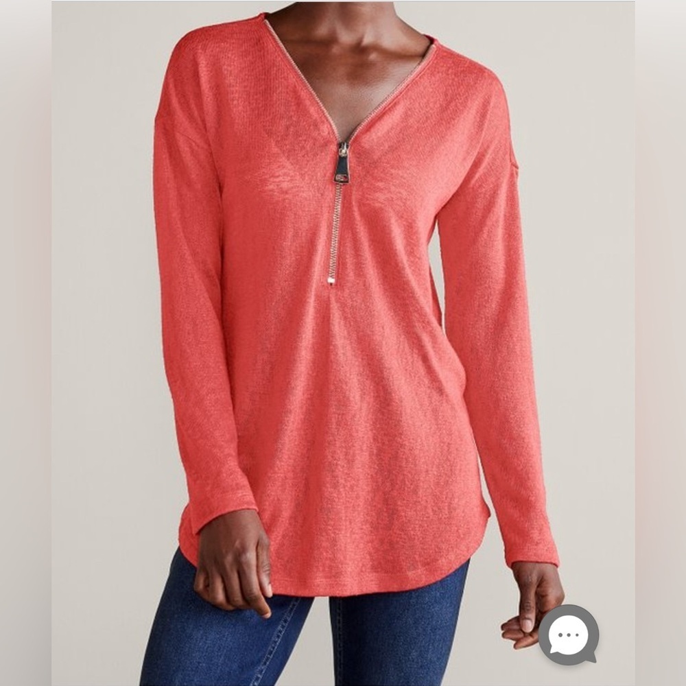 SOFT SURROUNDINGS Valentina Zip Sweater Pink Size 3X